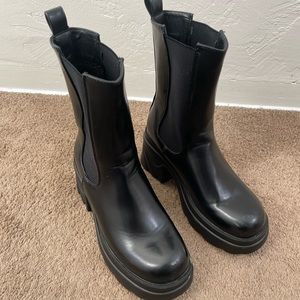 Black mid calf boots